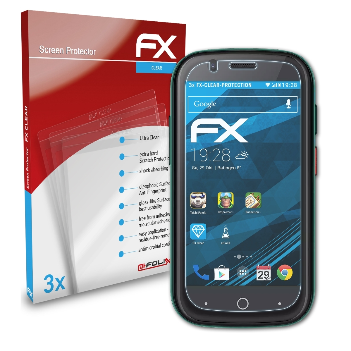 3x 2) FX-Clear Displayschutz(für Jelly Unihertz ATFOLIX