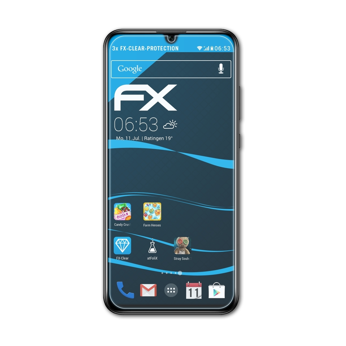 ATFOLIX 3x FX-Clear Displayschutz(für Huawei 20 Lite) Honor