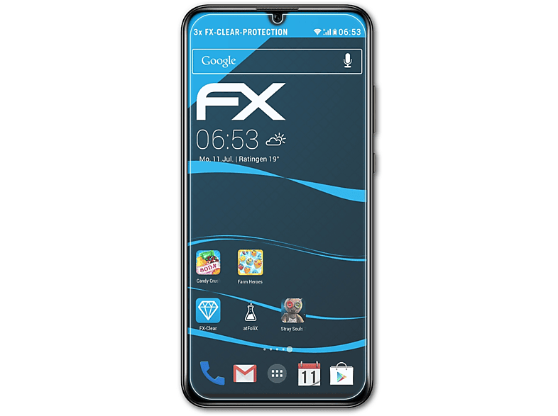 ATFOLIX 3x FX-Clear Displayschutz(für 20 Lite) Honor Huawei
