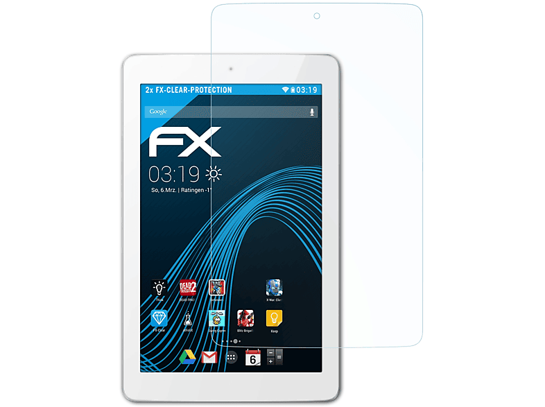 ATFOLIX 2x FX-Clear Displayschutz(für Odys Junior Tab 8 Pro)