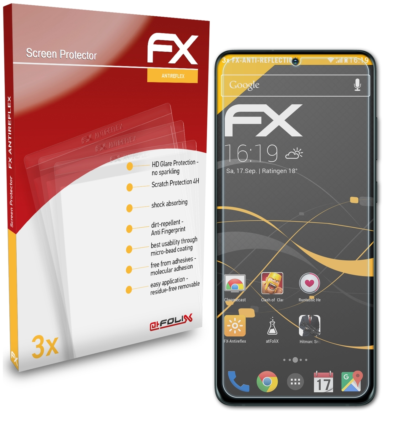 ATFOLIX 3x FX-Antireflex Displayschutz(für Samsung S20 Ultra) Galaxy