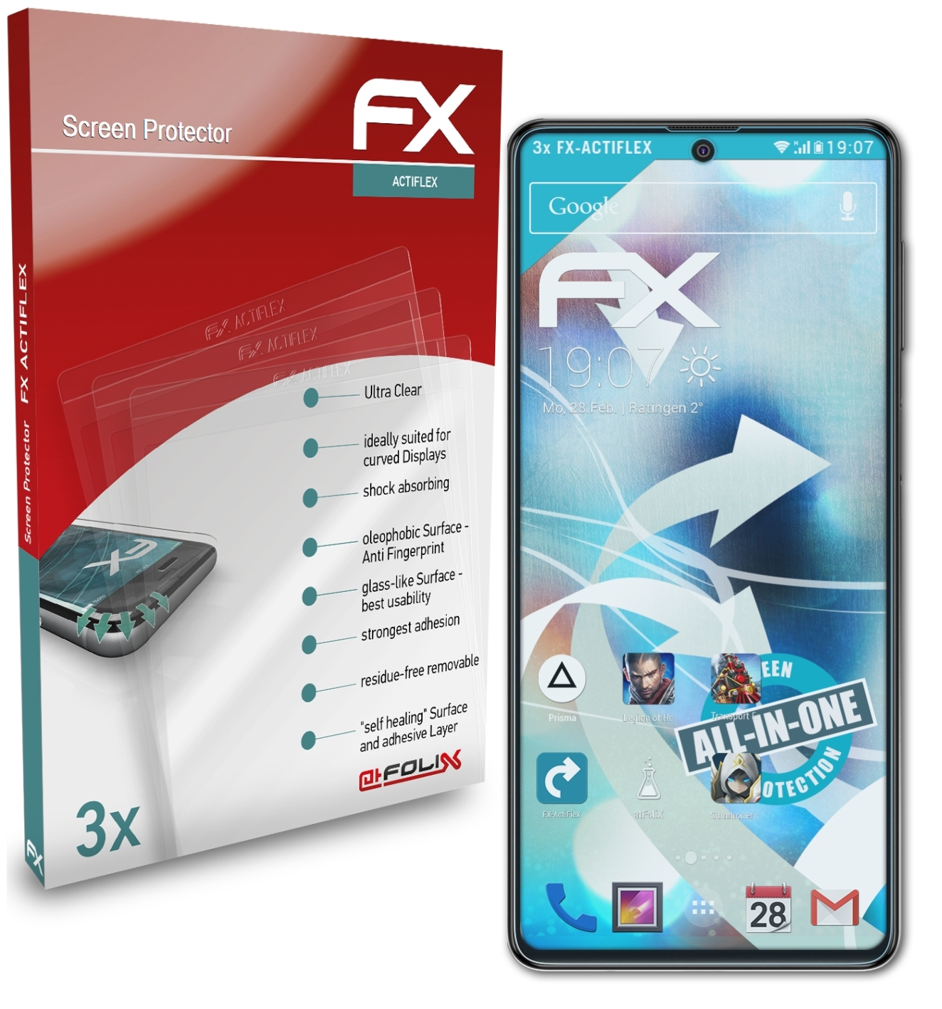 Samsung Galaxy 3x Displayschutz(für FX-ActiFleX F62) ATFOLIX