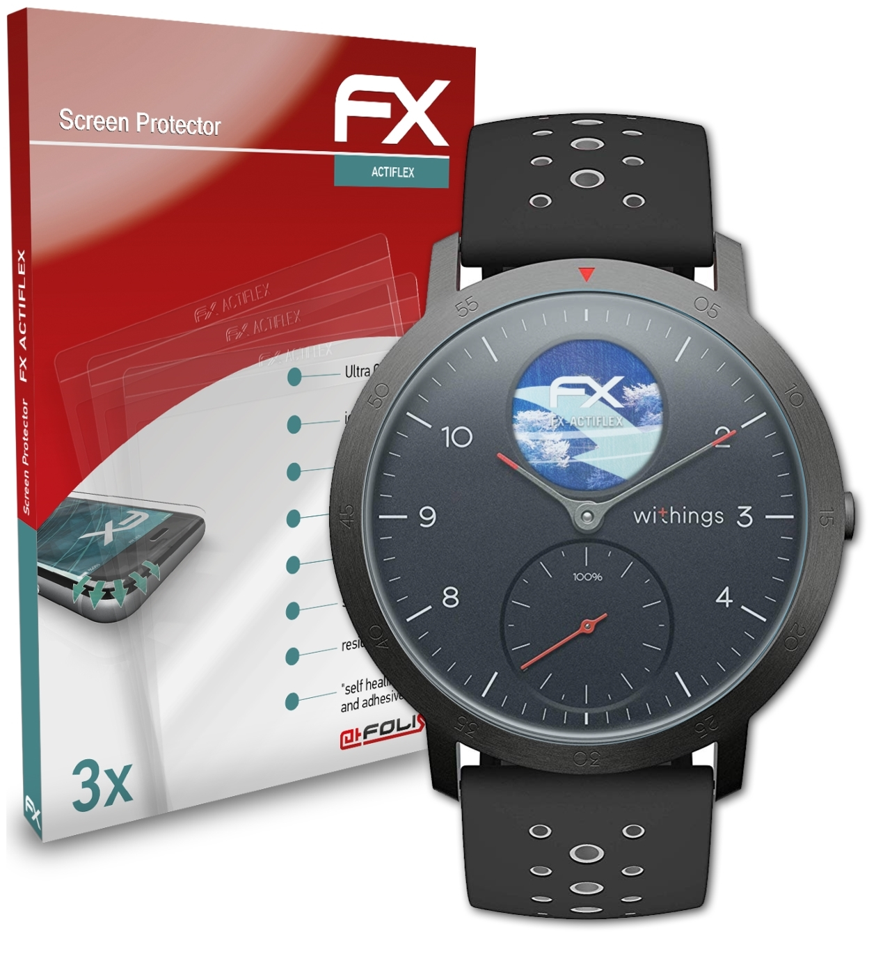 ATFOLIX 3x FX-ActiFleX Displayschutz(für Withings Steel HR Sport (40mm))