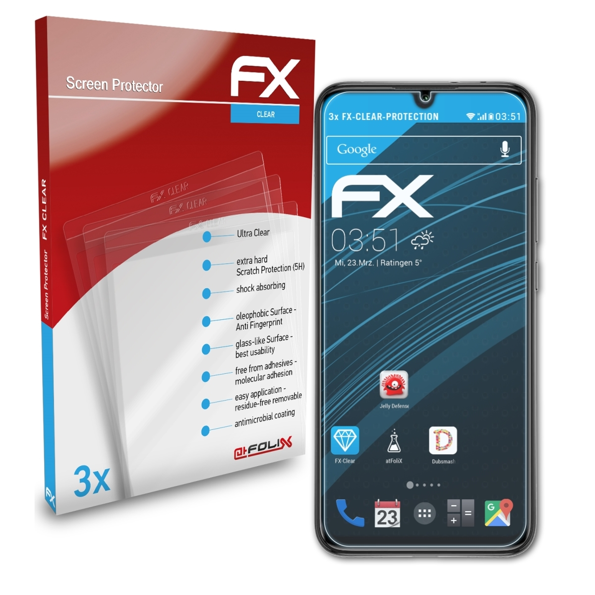 3x Mi Displayschutz(für Xiaomi FX-Clear ATFOLIX A3)