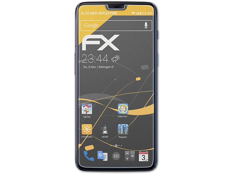 OnePlus 3x ATFOLIX Displayschutz(für FX-Antireflex 6)