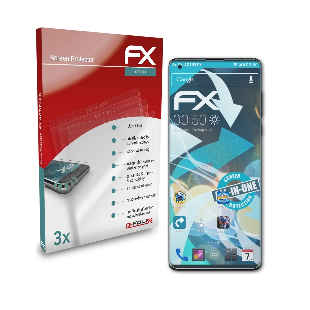 ATFOLIX 3x FX-ActiFleX Displayschutz(für Motorola Edge (2020))