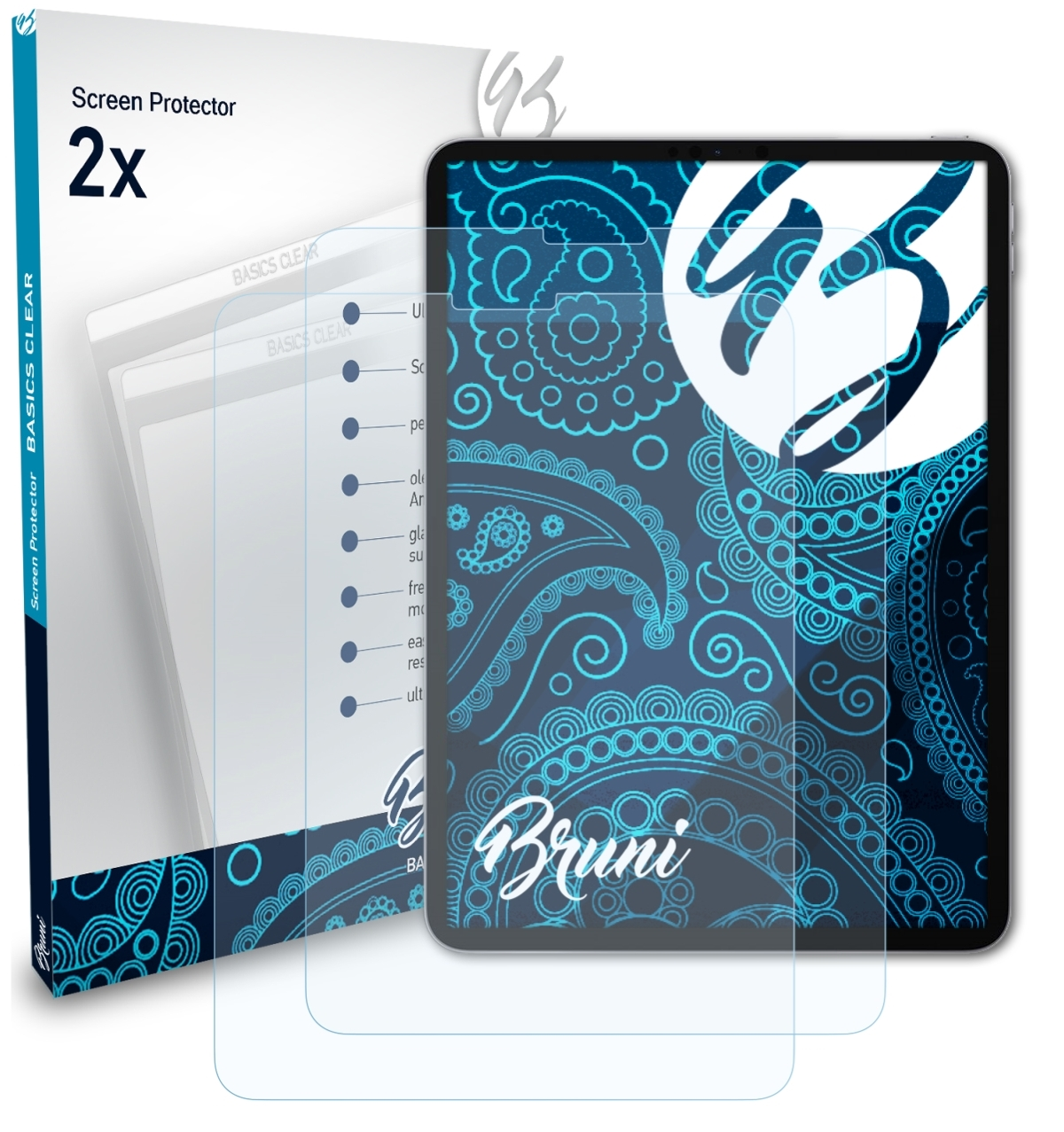 BRUNI 11 iPad Schutzfolie(für Basics-Clear Pro Apple 2x (2020))