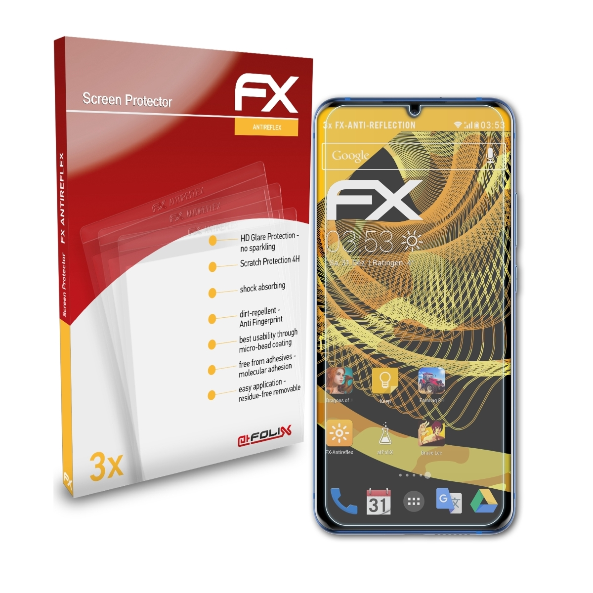 ZTE 3x 10s FX-Antireflex ATFOLIX Pro) Axon Displayschutz(für