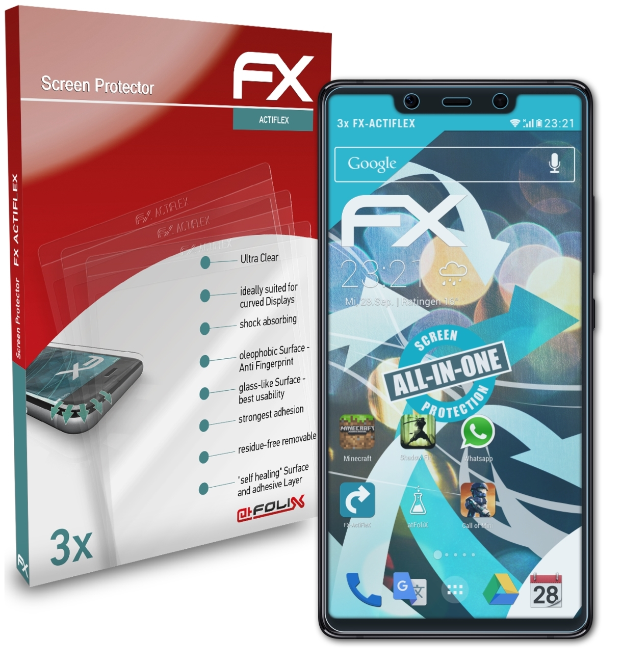 Mi 8 FX-ActiFleX SE) Displayschutz(für ATFOLIX Xiaomi 3x