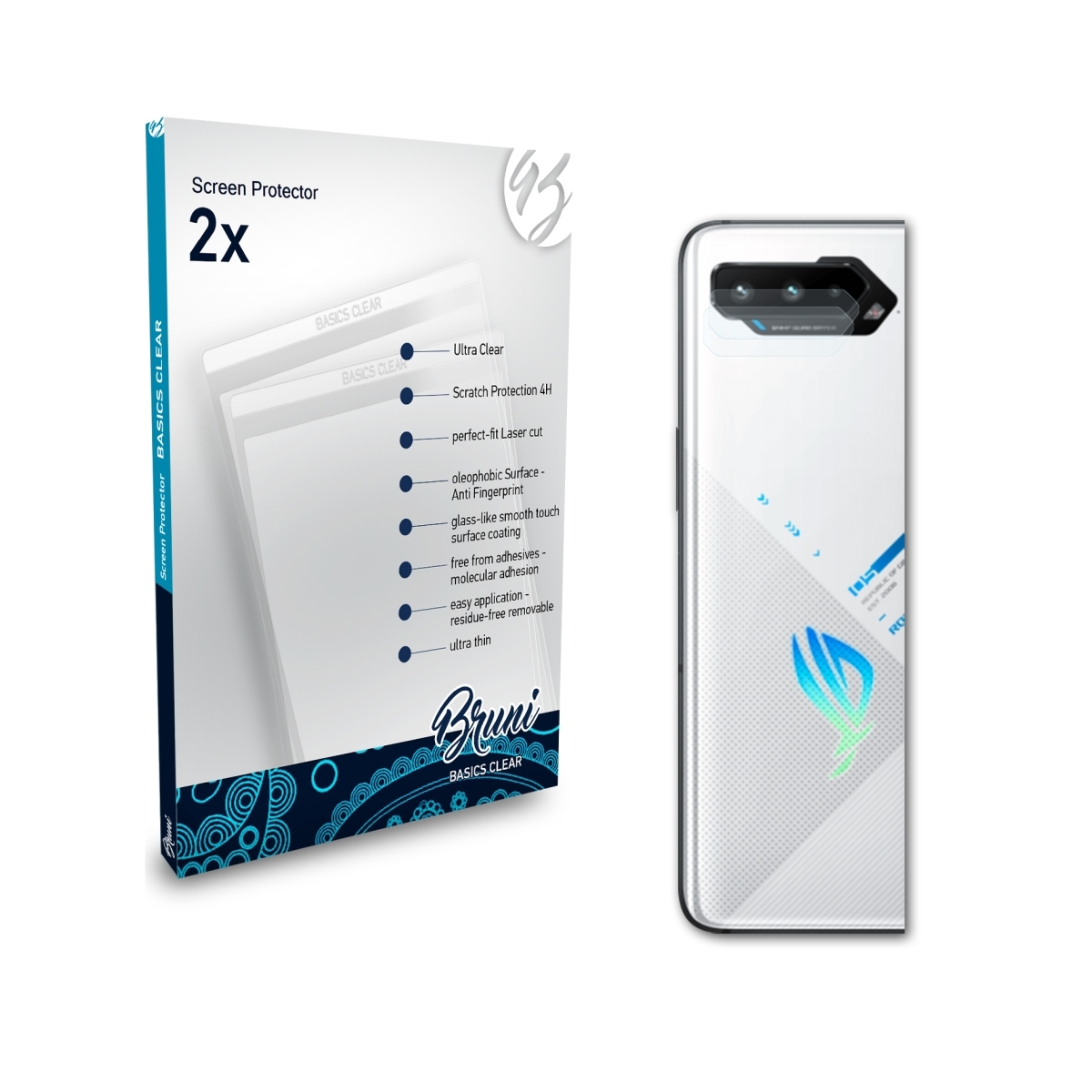 Schutzfolie(für Asus Lens) Pro BRUNI 2x Phone Basics-Clear ROG 5s