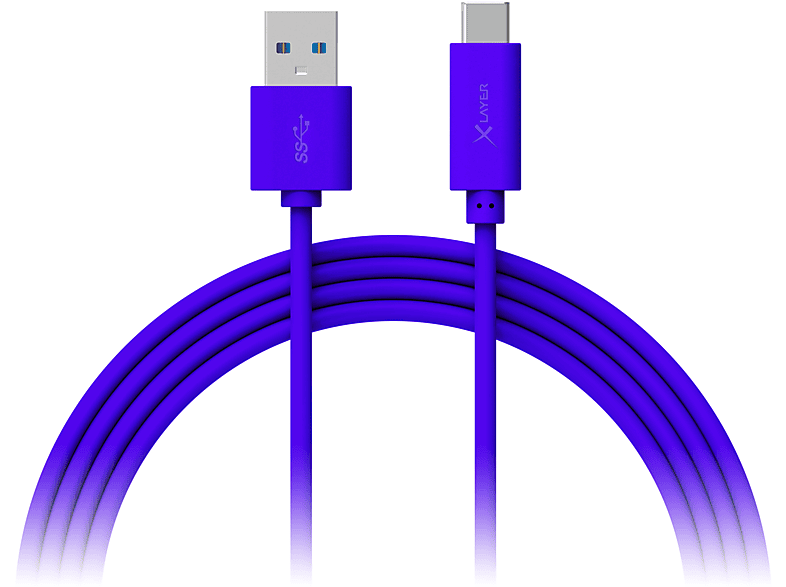 USB-Kabel blau XLAYER Colour Line Ladekabel USB-C LineColour