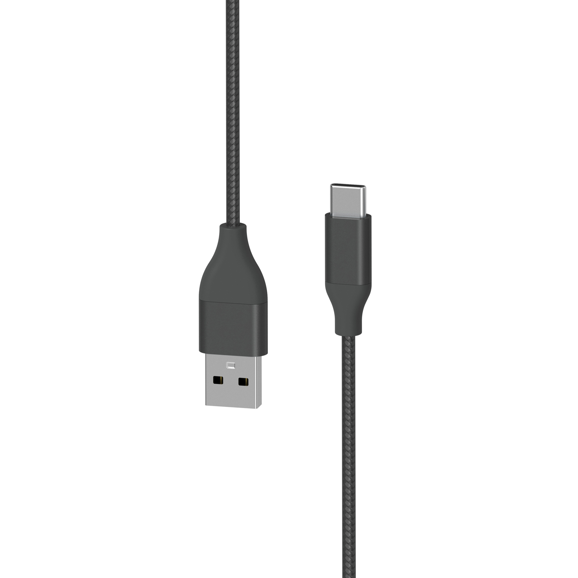 Czarny kabel USB do USB-C, z widoczną końcówką USB i USB-C.