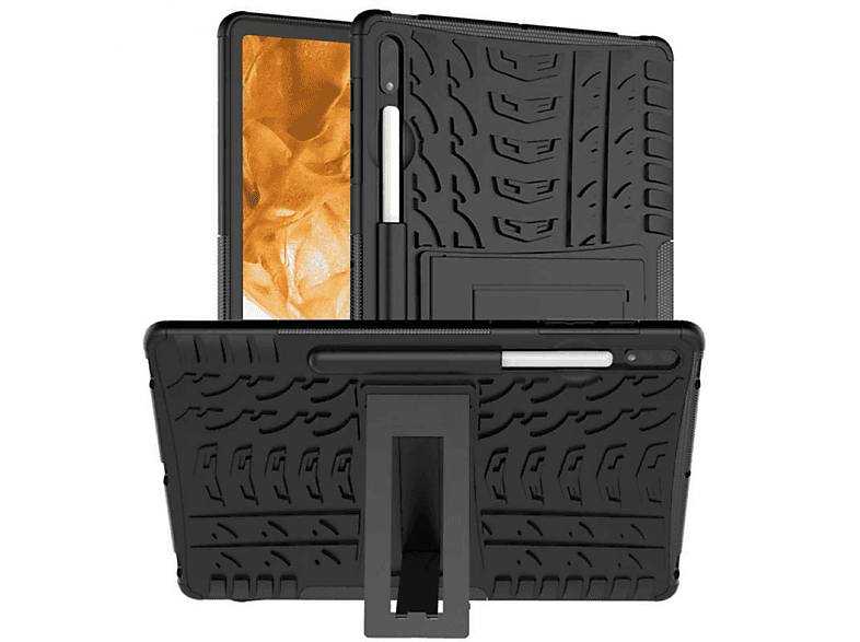 CASEONLINE Stoßfest 2i1 Tablethülle Backcover für Samsung Thermoplastisches Urethan, Schwarz