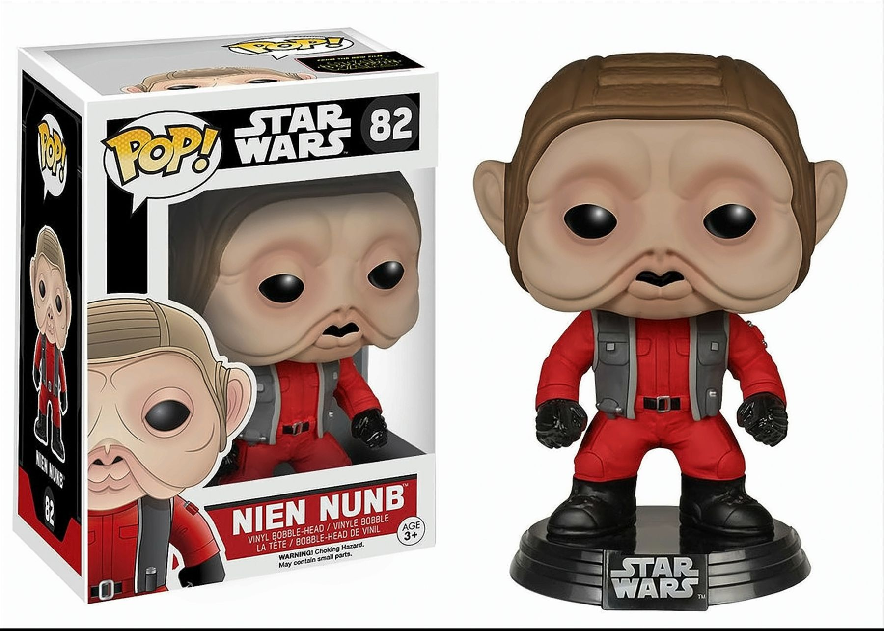 Eine Star Wars-Figur von Nien Nunb mit Verpackung. Der Hintergrund ist weiß.