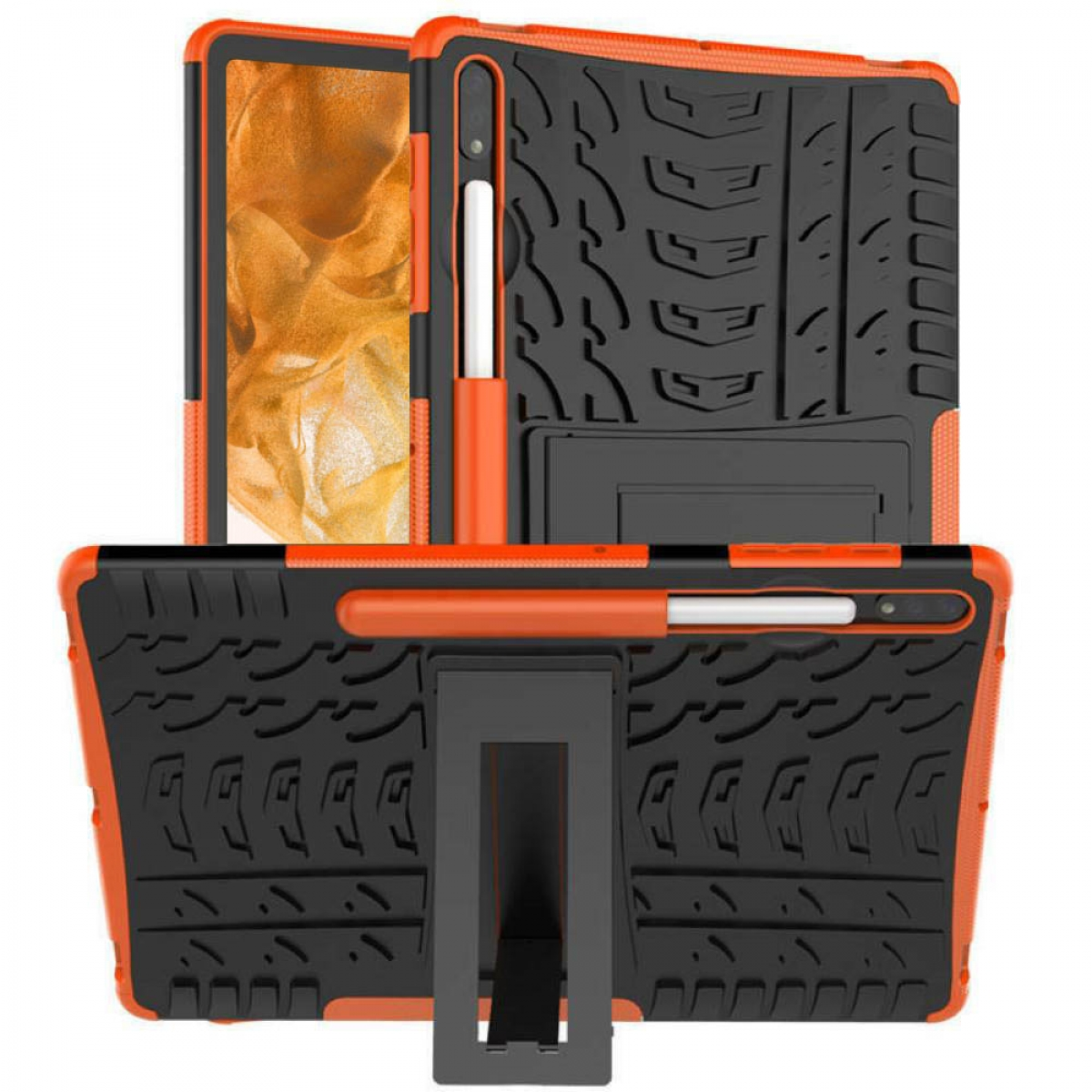 2i1 Samsung Tablethülle CASEONLINE Backcover Orange Urethan, Stoßfest für Thermoplastisches