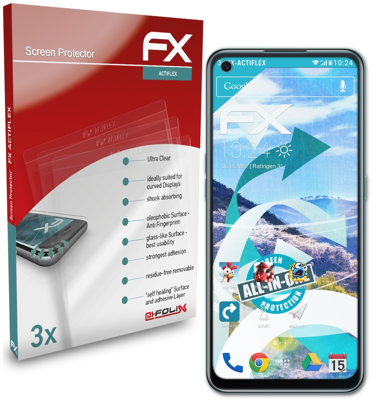 Displayschutz(für 5G) ATFOLIX FX-ActiFleX Oppo A55s 3x