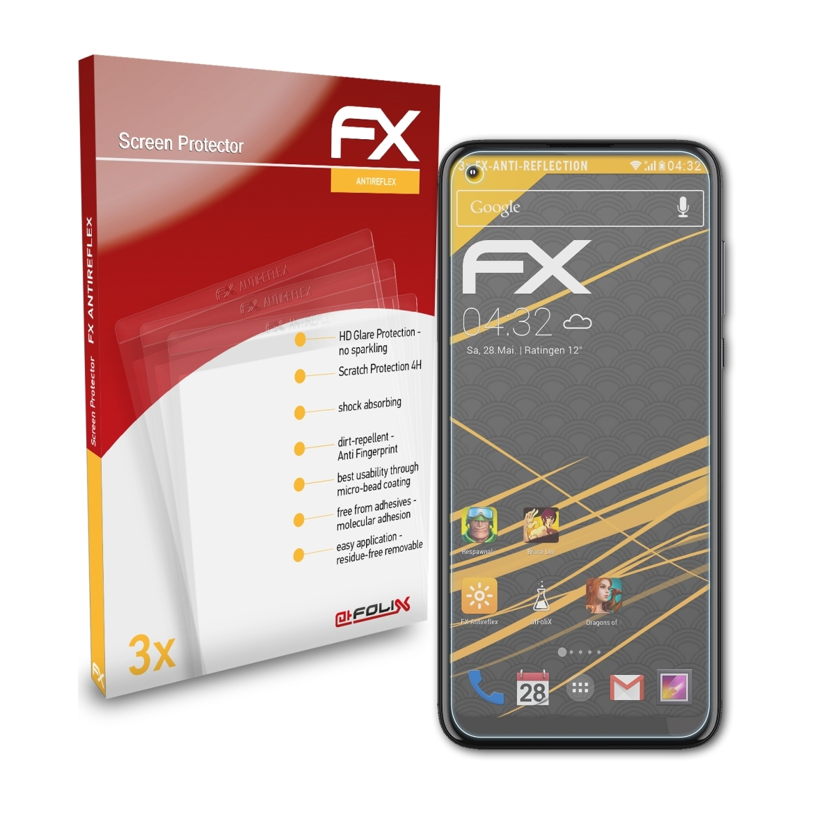 ATFOLIX 3x FX-Antireflex Displayschutz(für G Moto fast) Motorola