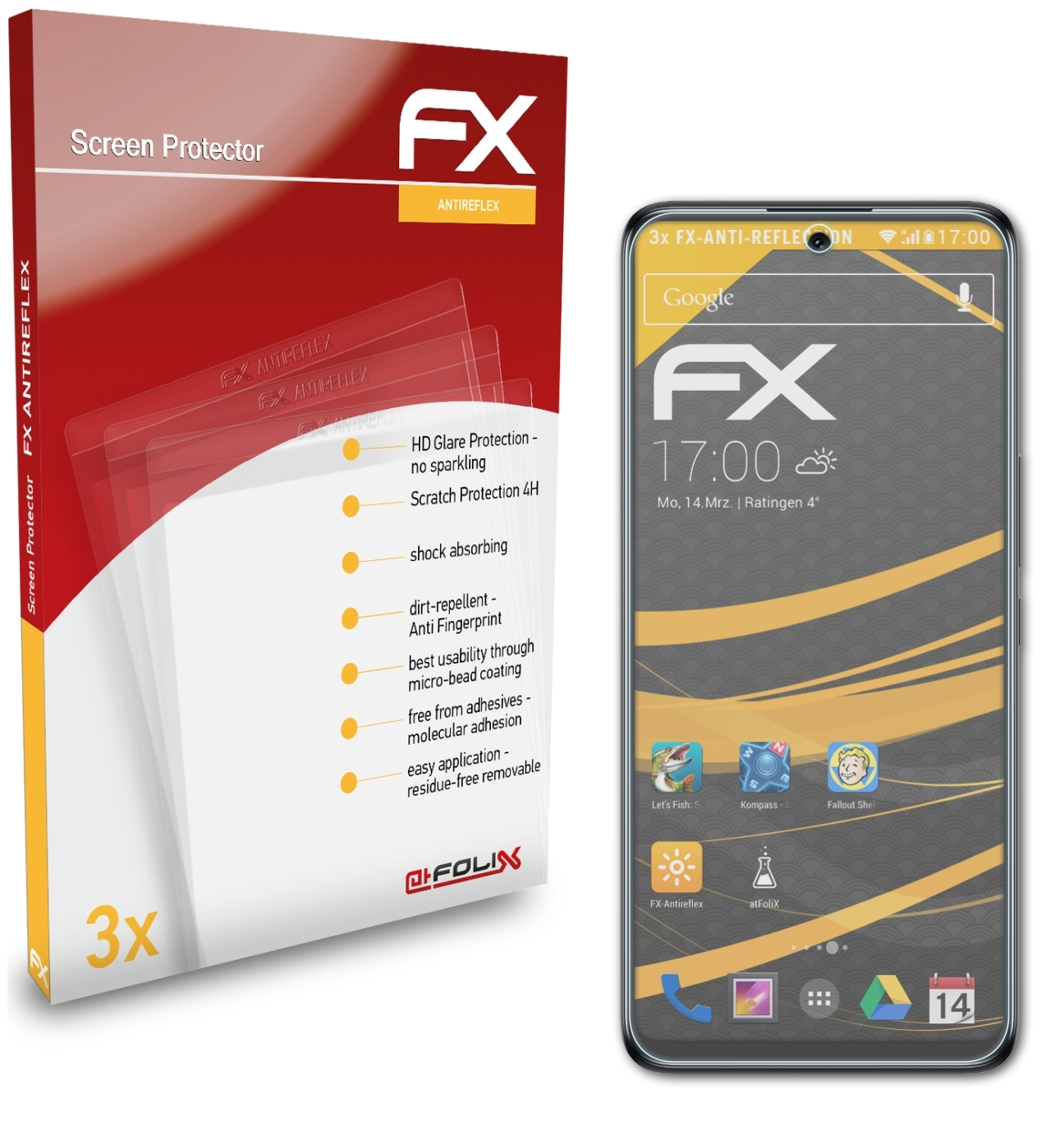 ATFOLIX 3x FX-Antireflex Displayschutz(für V 30 5G) TCL