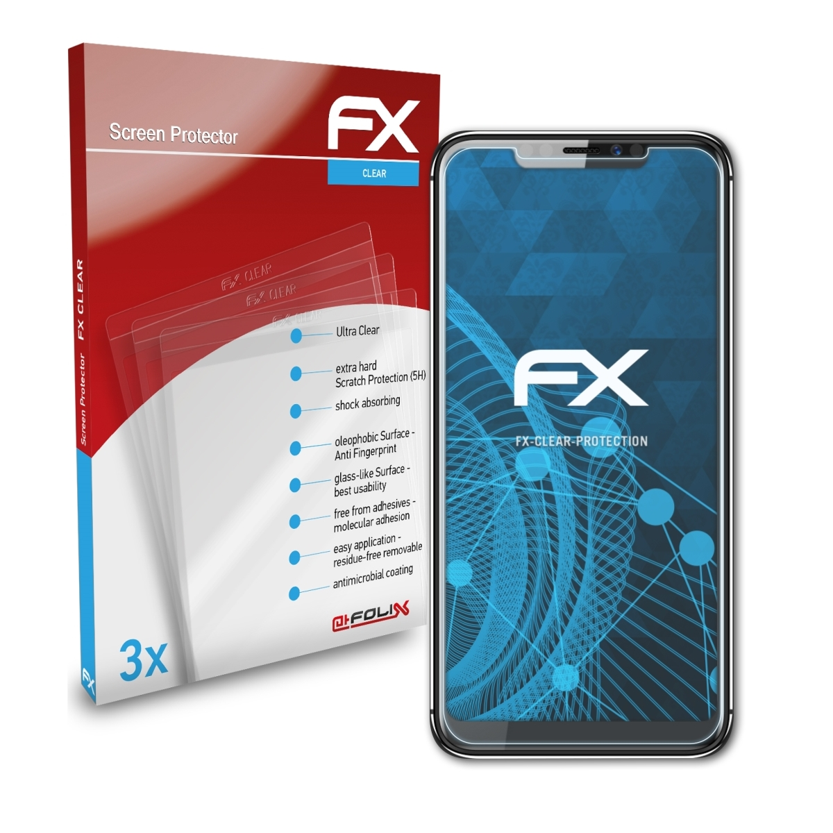 ATFOLIX 3x Hotwav Symbol FX-Clear Max) Displayschutz(für