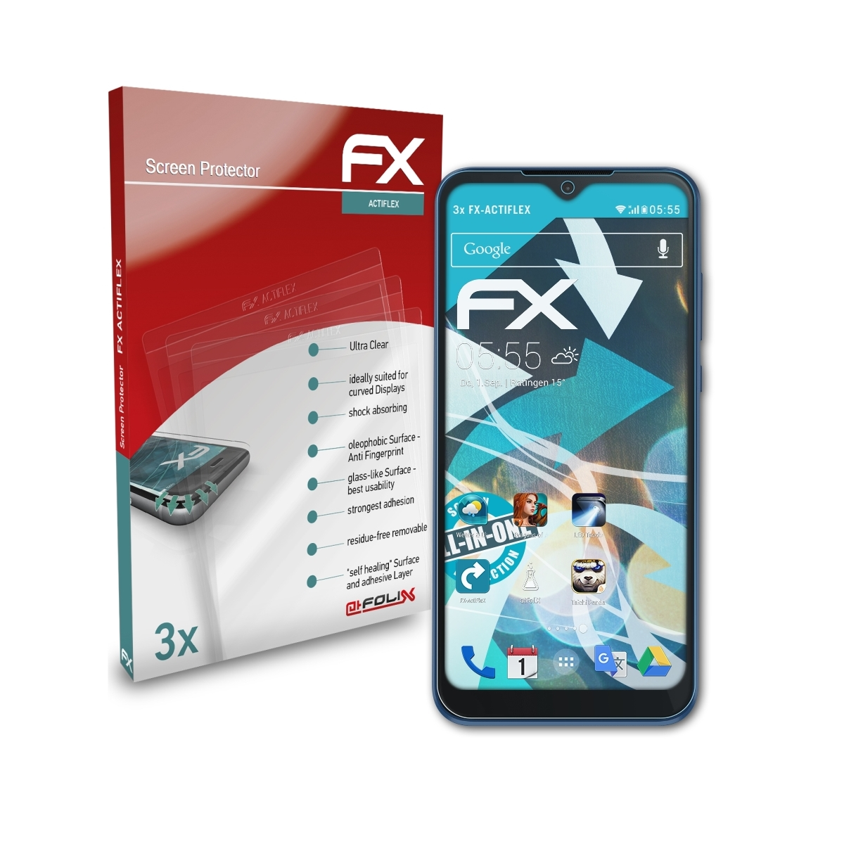 ATFOLIX FX-ActiFleX E (2020)) Moto Motorola 3x Displayschutz(für