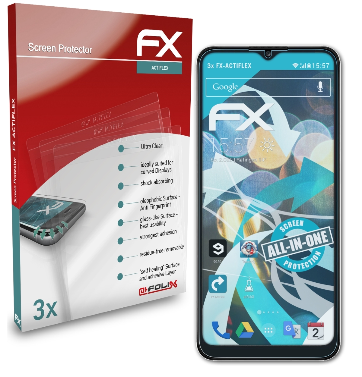 ATFOLIX 3x FX-ActiFleX A02s) Galaxy Samsung Displayschutz(für