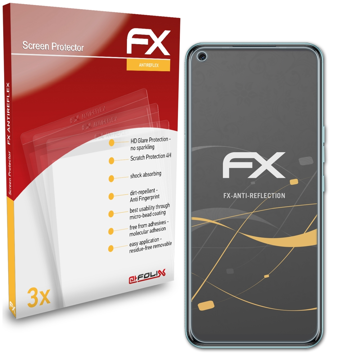 ATFOLIX 3x FX-Antireflex Displayschutz(für Tecno Camon 16)