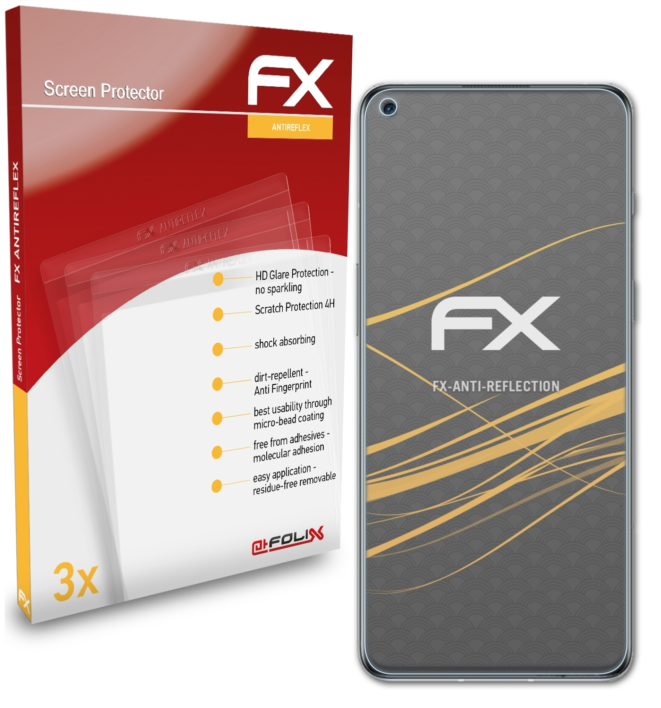 ATFOLIX OnePlus 5G) 9RT FX-Antireflex 3x Displayschutz(für