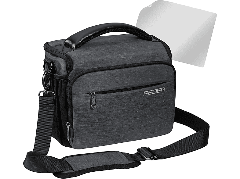 PEDEA DSLR-Kameratasche Essex, Größe L Grau: Innen 16,5x21x12,5 Cm, Für Canon, Nikon, Sony, Fujifilm Uvm.