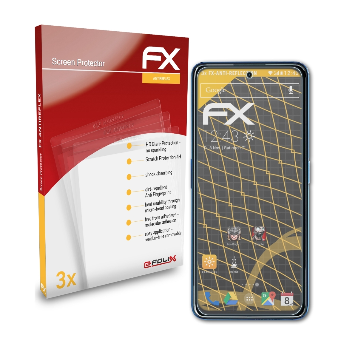 FX-Antireflex ATFOLIX Agni Displayschutz(für 5G) 3x Lava