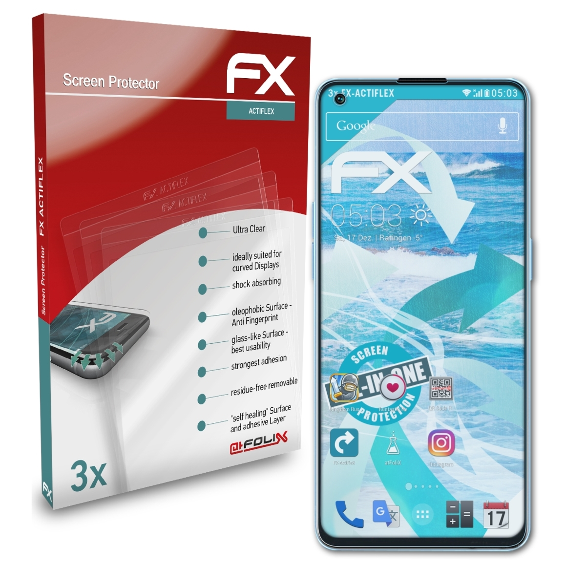 ATFOLIX 3x FX-ActiFleX Displayschutz(für Oppo Reno7 5G)