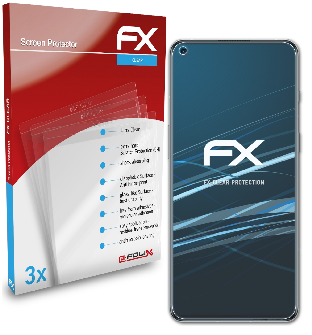 ATFOLIX 3x FX-Clear Displayschutz(für 5G) OnePlus 9RT