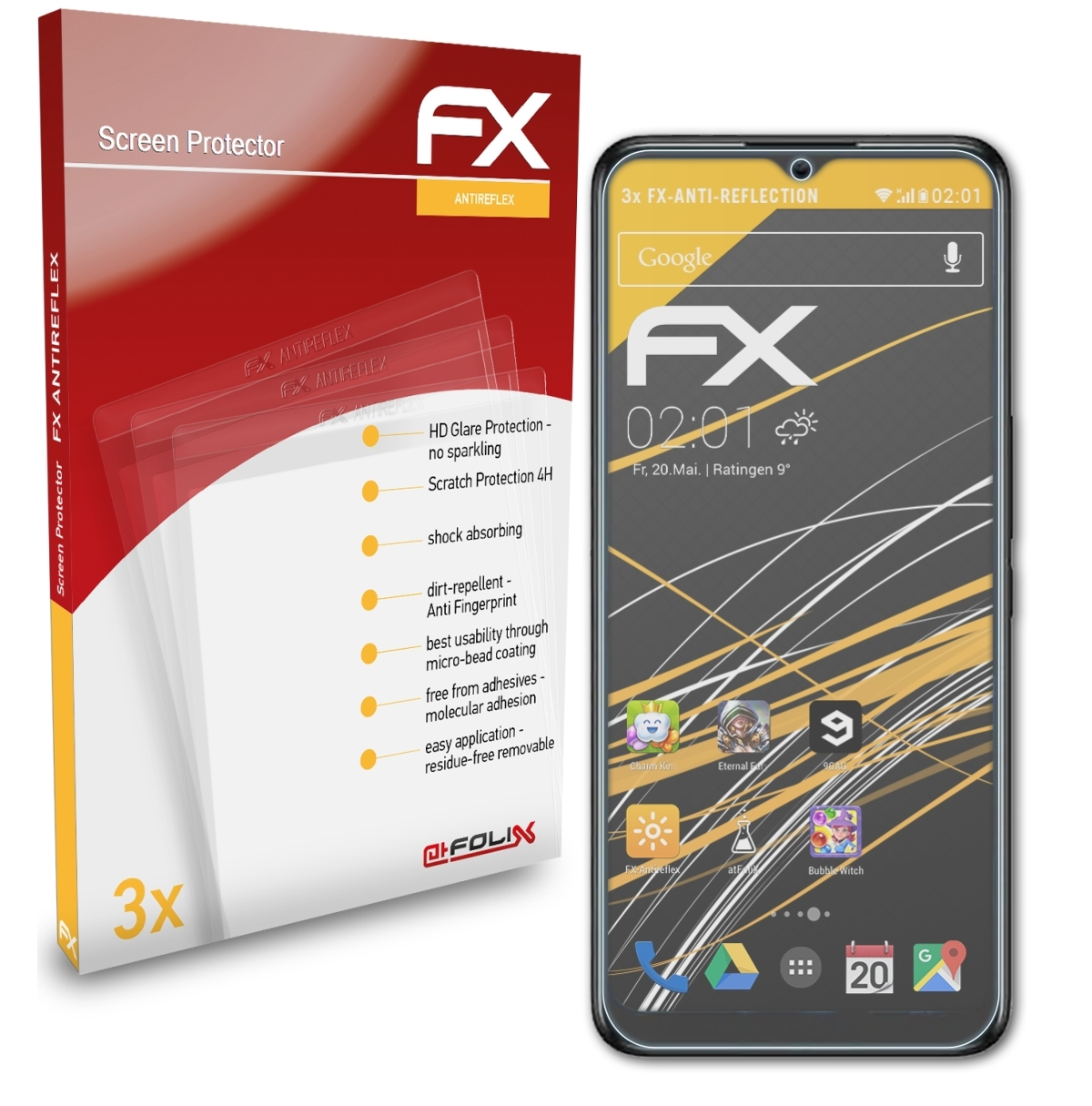 ATFOLIX 3x FX-Antireflex 30 Displayschutz(für XE TCL 5G)