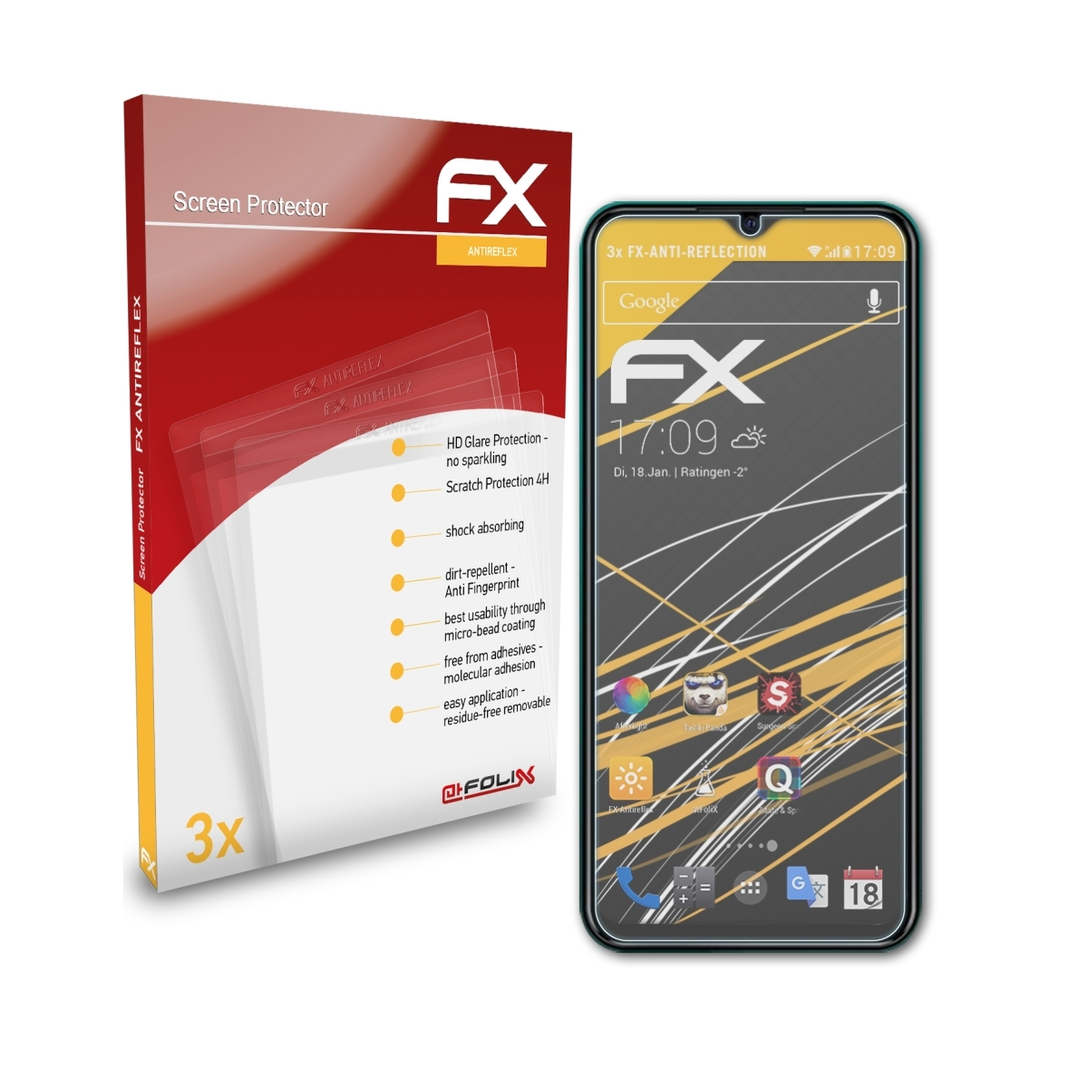 ATFOLIX 3x FX-Antireflex U680S) Energizer Displayschutz(für
