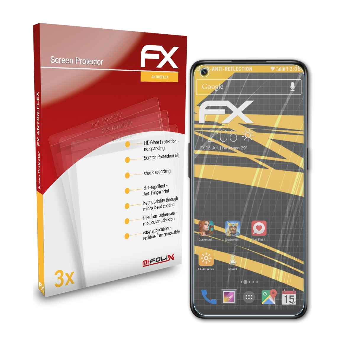 ATFOLIX 3x FX-Antireflex Oppo K9x) Displayschutz(für