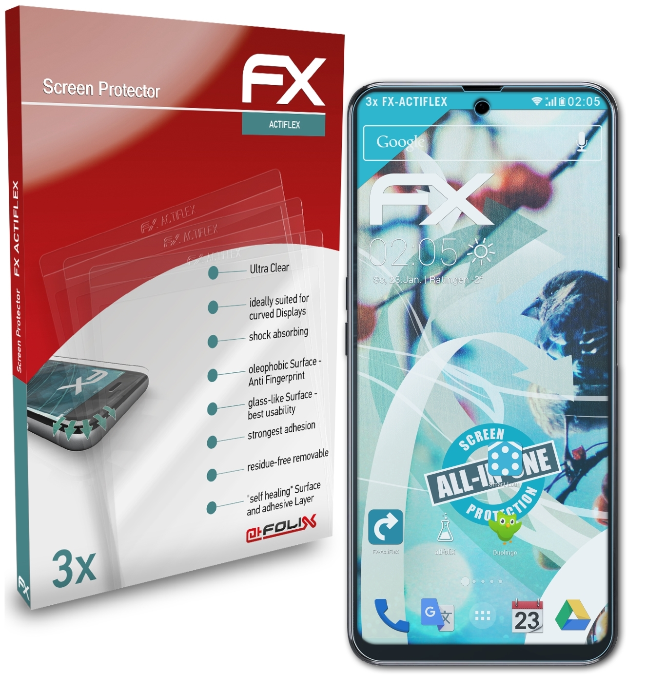 X50) 3x ATFOLIX Cubot Displayschutz(für FX-ActiFleX