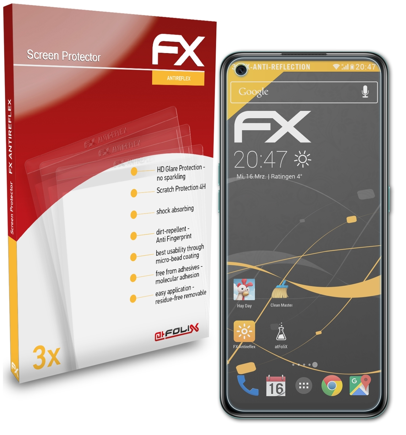 ATFOLIX 3x FX-Antireflex Displayschutz(für 5G) Oppo A55s