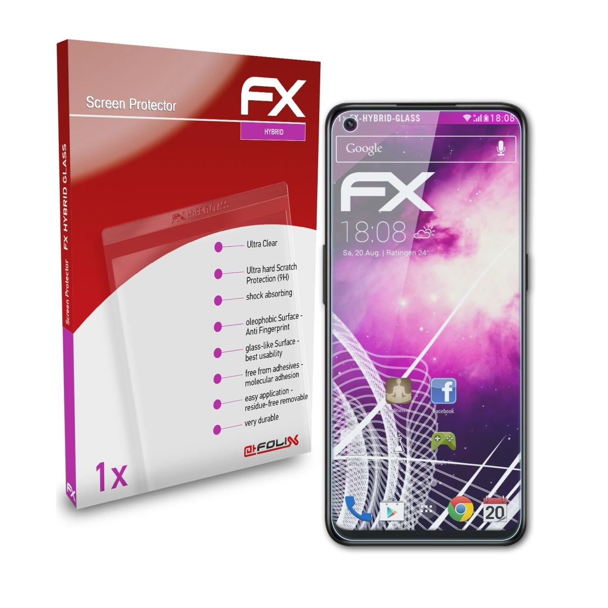 FX-Hybrid-Glass K9x) Oppo ATFOLIX Schutzglas(für