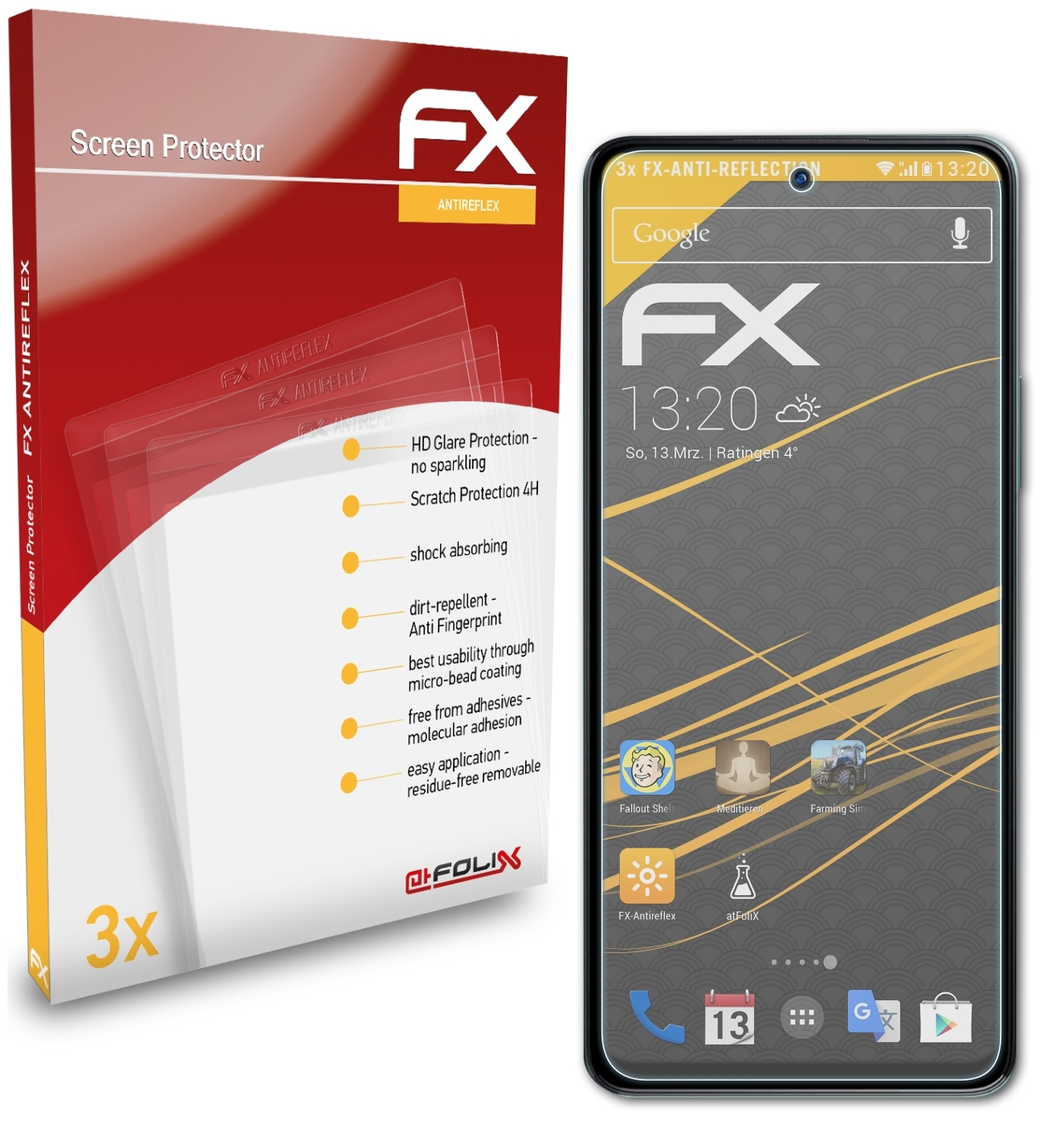 Infinix FX-Antireflex Note 3x Displayschutz(für ATFOLIX 11S)