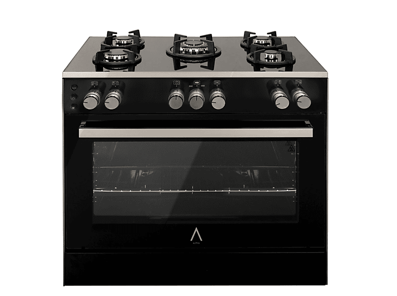 Cocina de gas  - ALPHA Cocina de Gas VULCANO ELITE PRO-90 Cristal Negro ALPHA