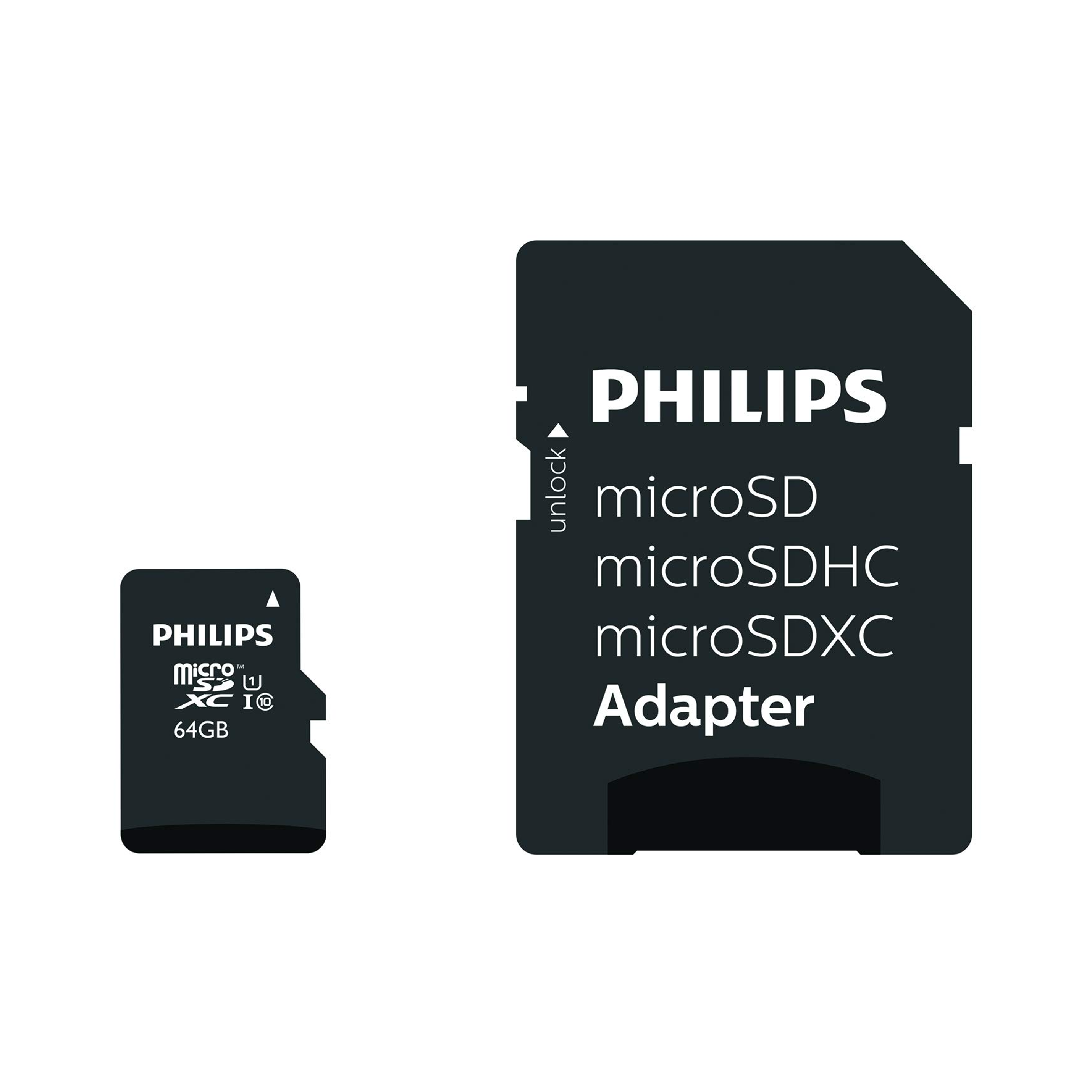 10 UHS-I 80 Class Mbit/s Micro-SDHC Adapter, GB, U1, 64 Micro-SDHX PHILIPS Speicherkarte, 64