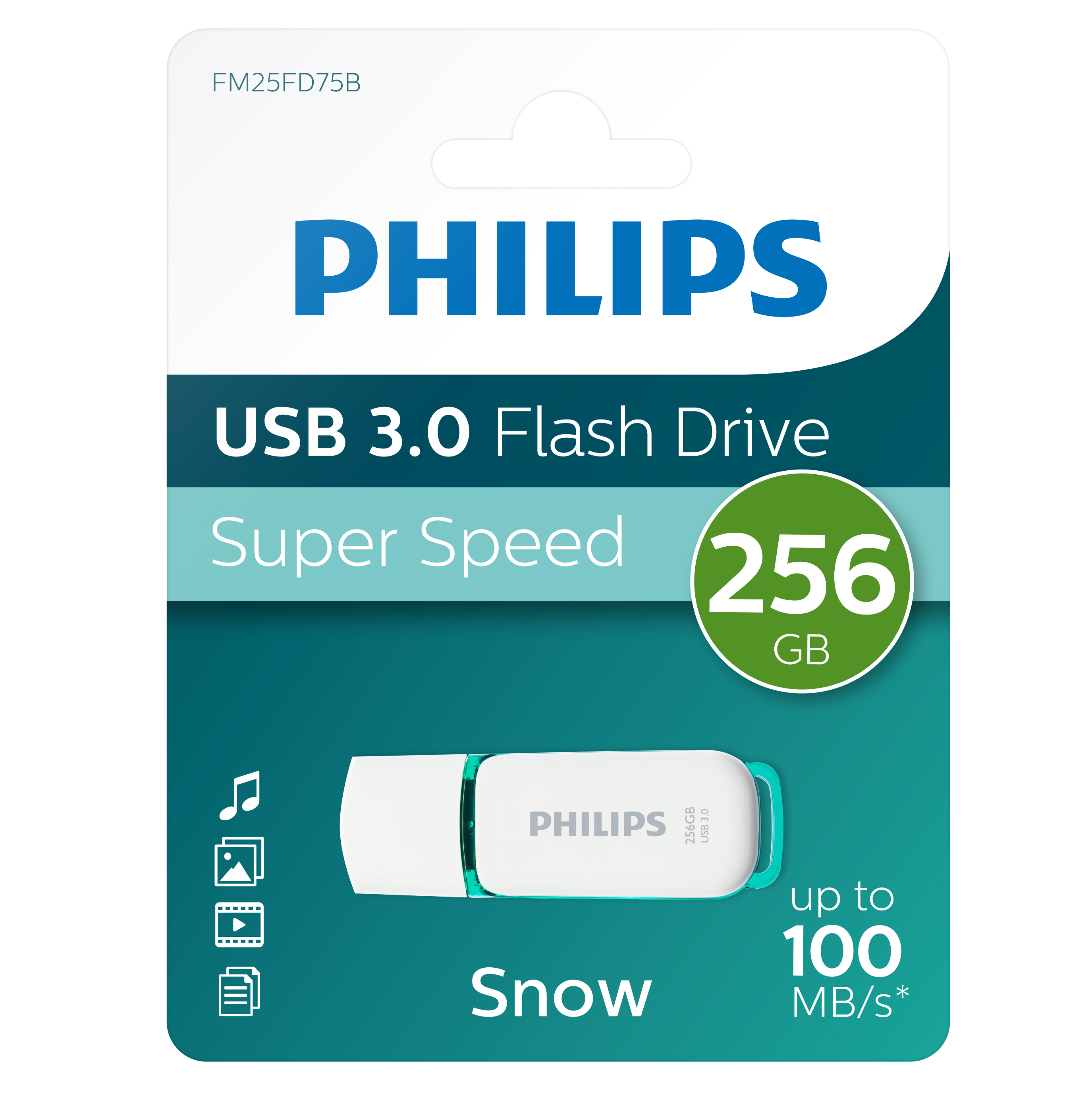 256 Snow (Weiß, GB) 100 Green®, USB-Stick PHILIPS Spring MB/s Edition