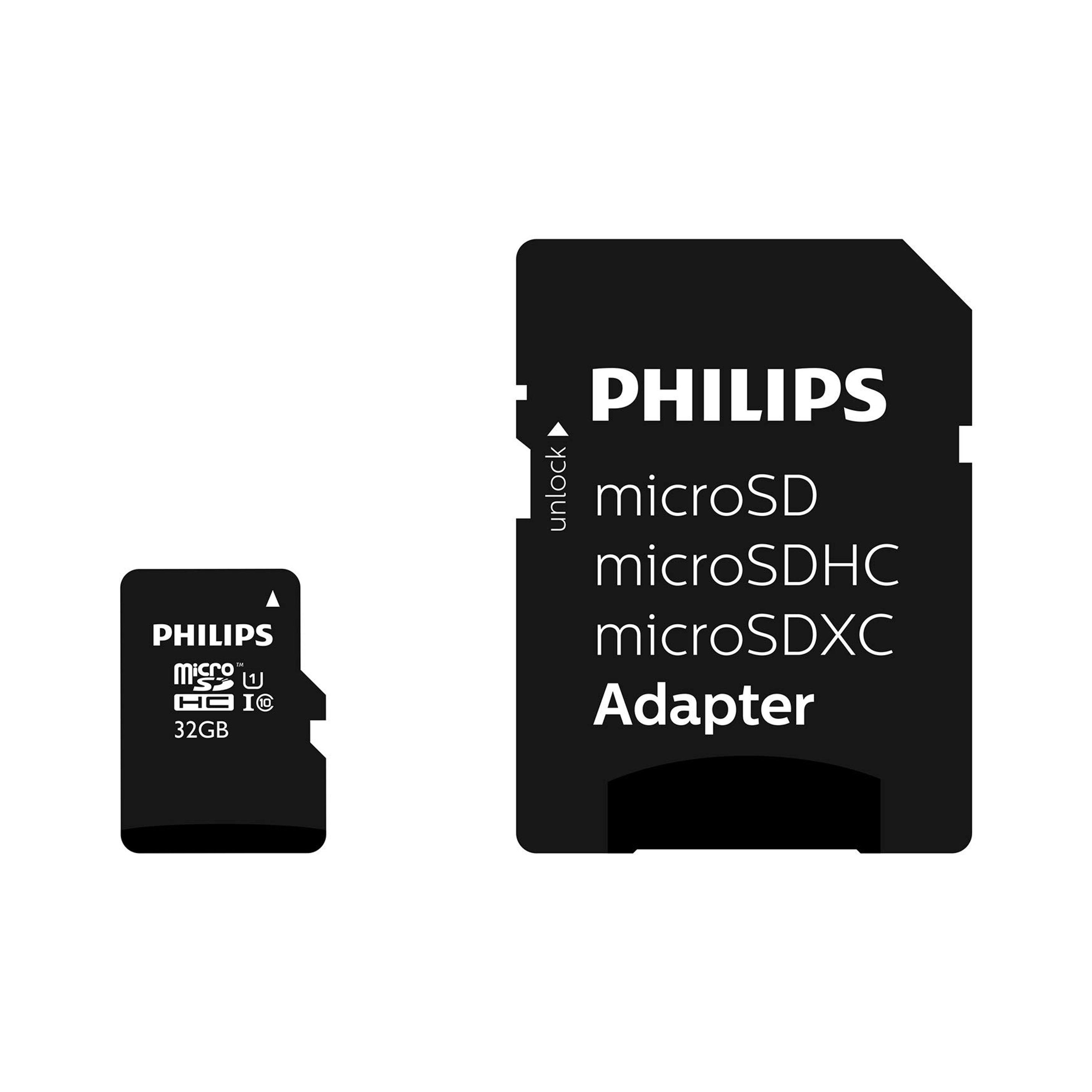 GB, Mbit/s 10, Speicherkarte, 32 80 Adapter, PHILIPS Class UHS-I UI, Micro-SDHC 32 Micro-SDHC