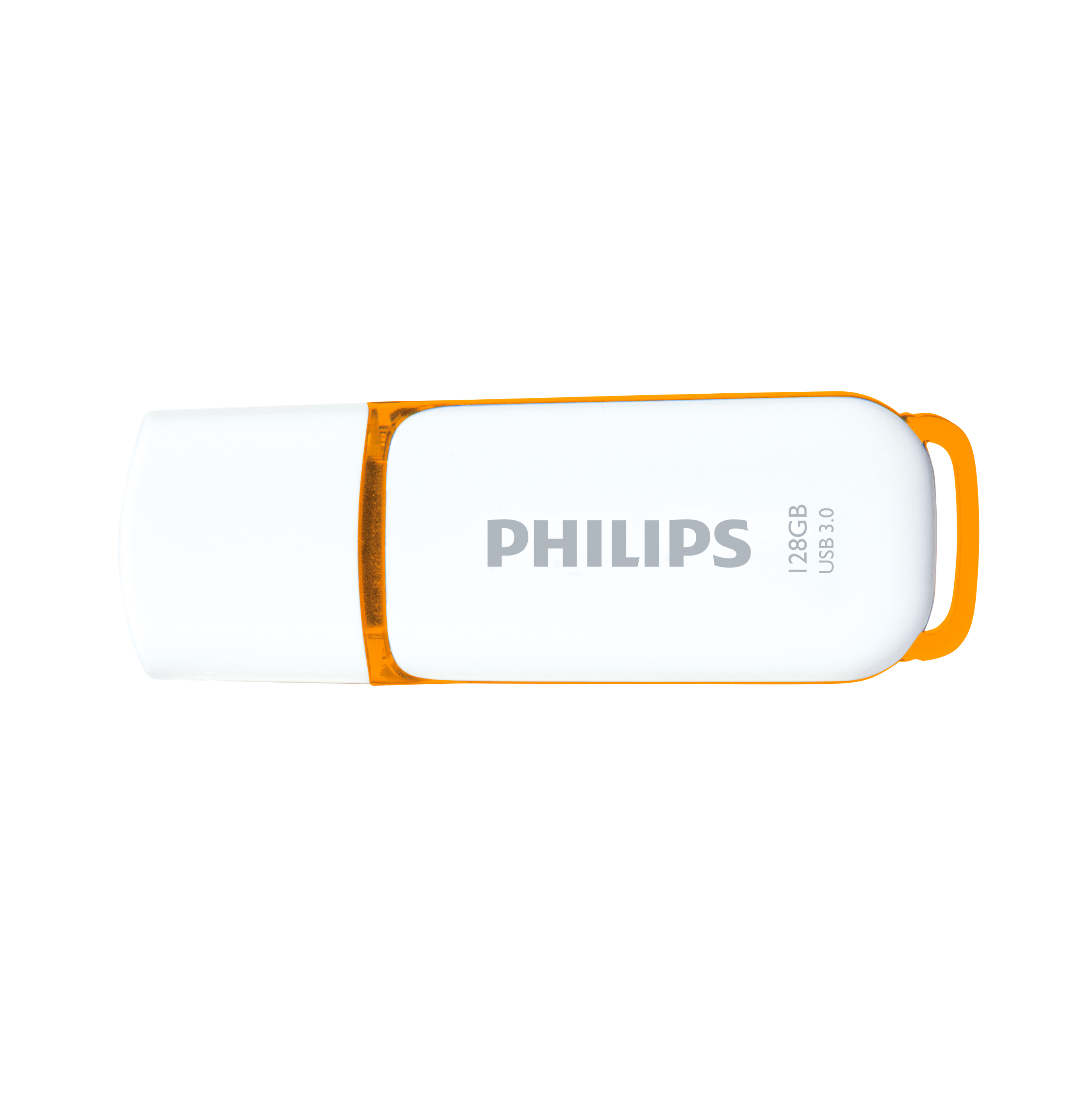 Weiß-oranger USB-Stick mit Philips-Logo.