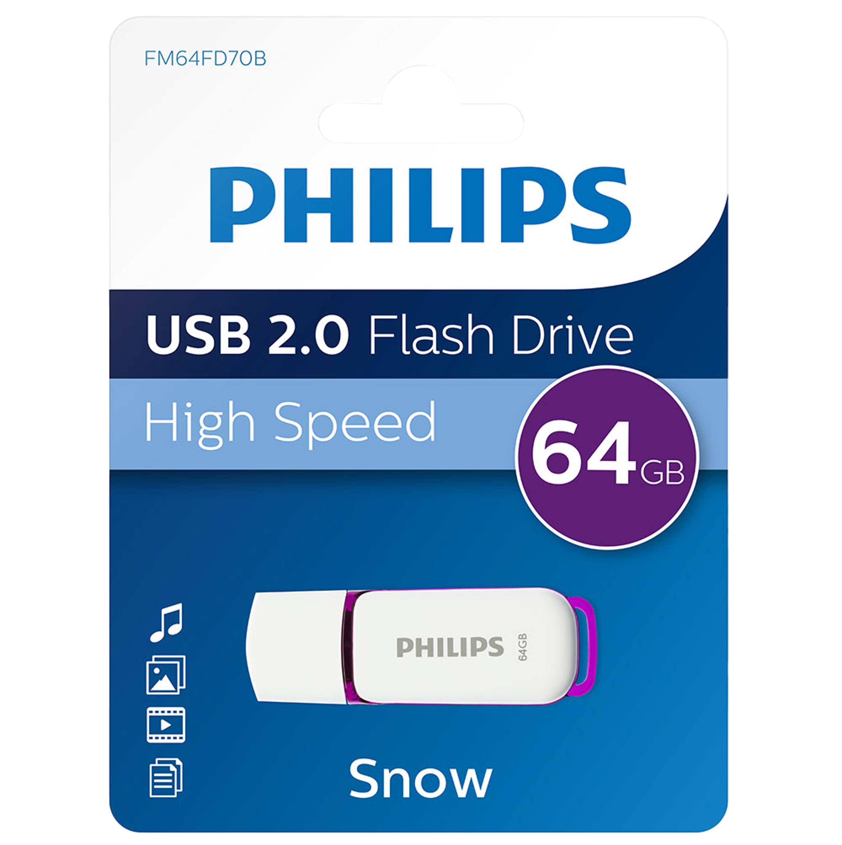 PHILIPS Snow Edition Magic weiss Purple®, (Weiß, 25 64GB MB/s, GB) USB-Stick 64