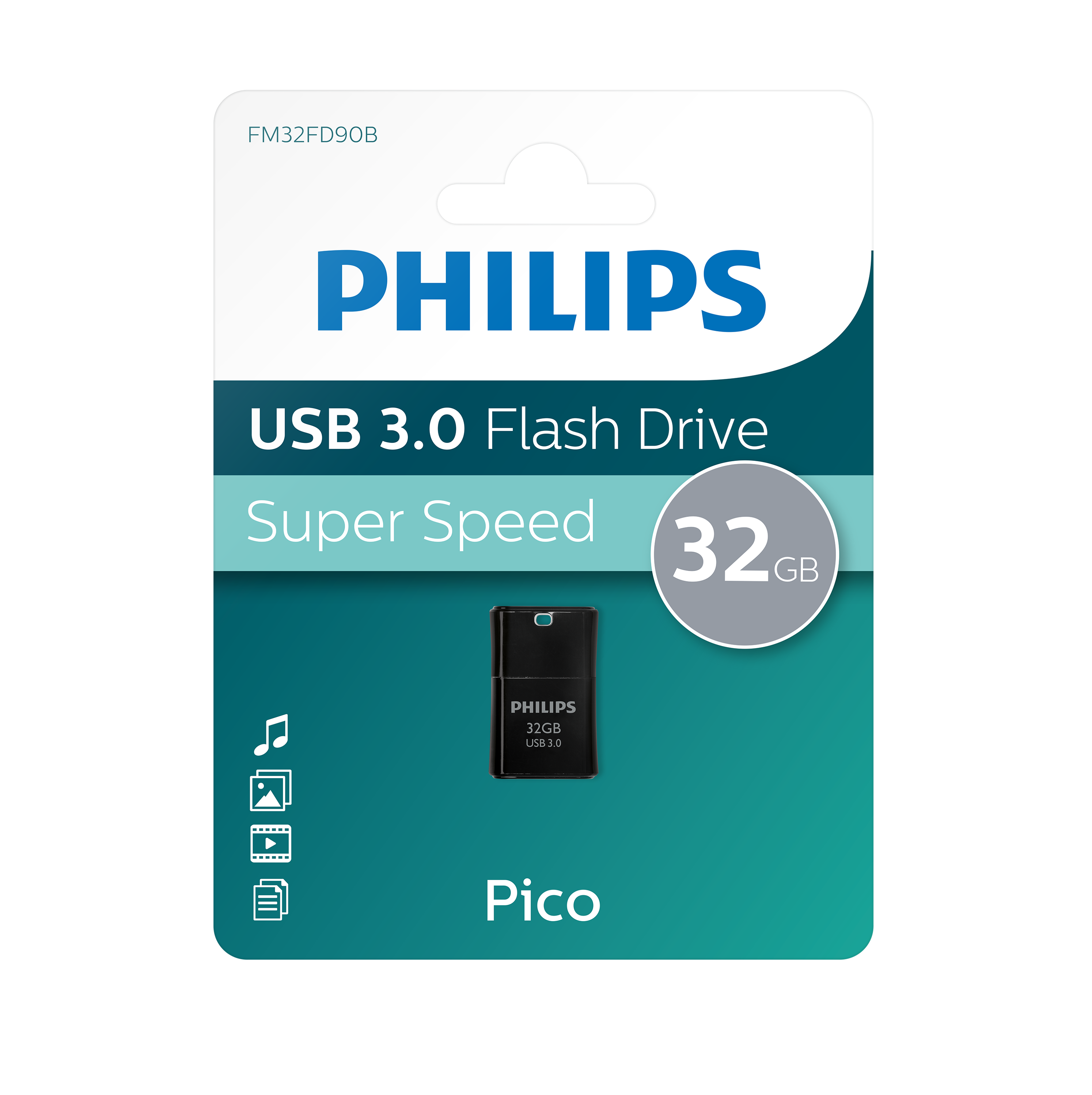 PHILIPS USB Stick Pico 32 (Schwarz, 32GB, USB-Stick Edition, 100MB/s GB)