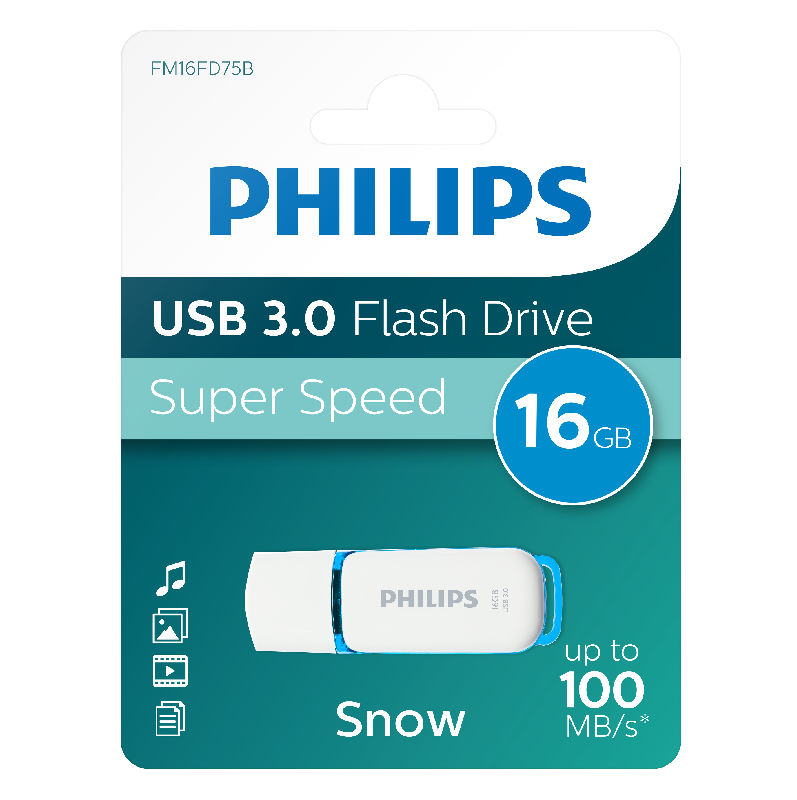 Blue®, Edition PHILIPS USB-Stick Snow Ocean GB) (Weiß, MB/s 16 100