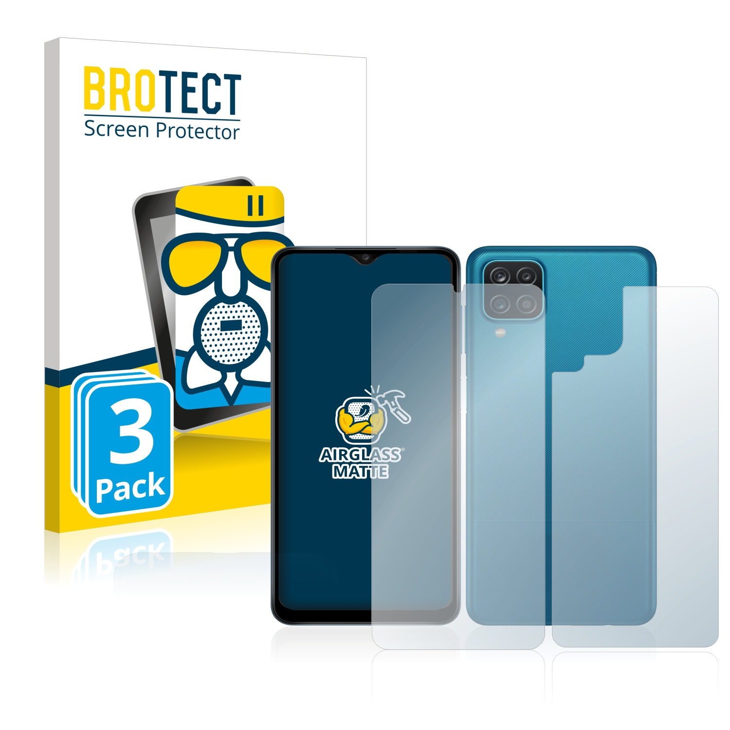 BROTECT 3x Airglass Schutzfolie(für A12) Galaxy Samsung matte