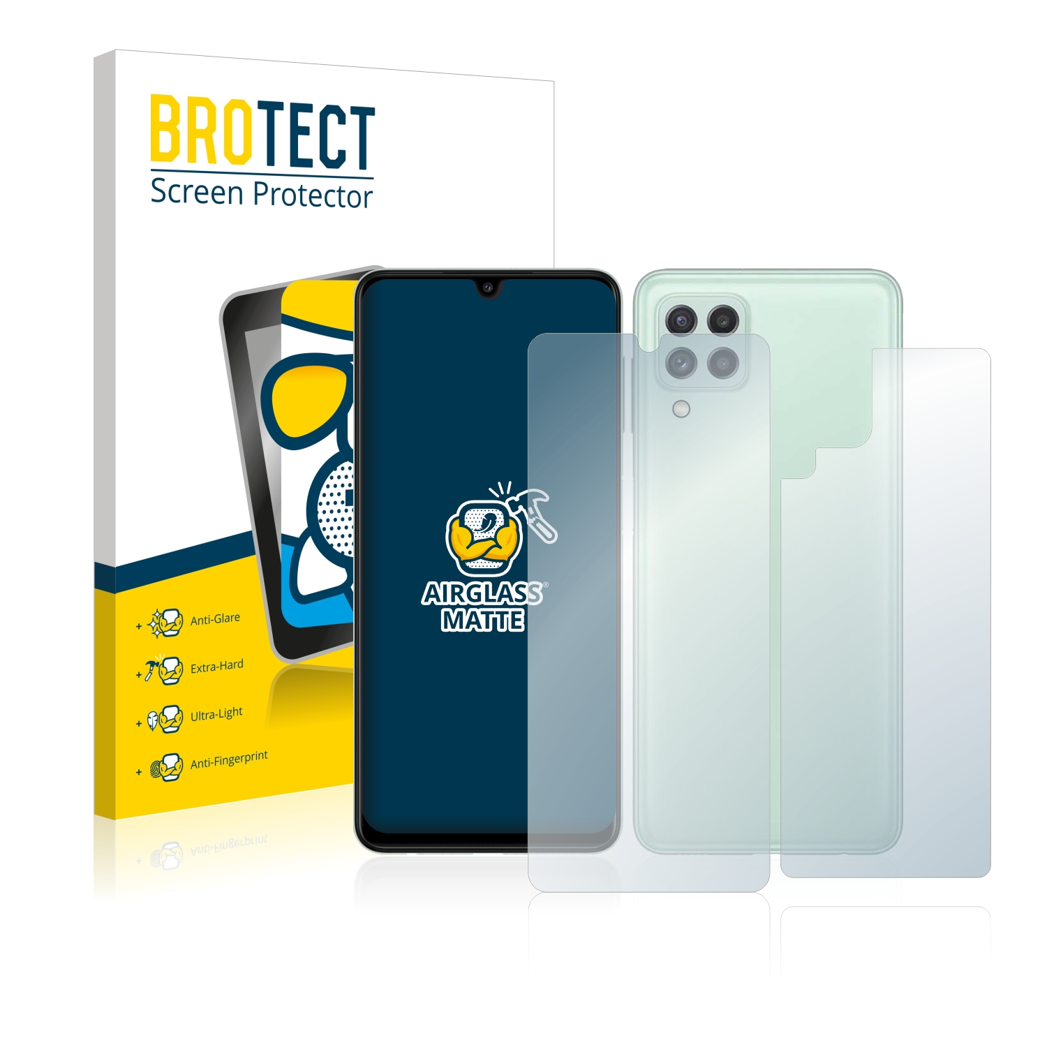 matte BROTECT Rückseite)) Airglass Samsung Galaxy + (Vorder A22 4G Schutzfolie(für