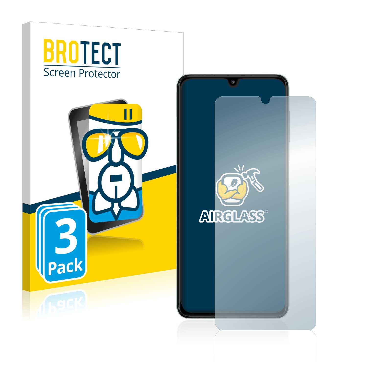 BROTECT 3x Airglass klare Galaxy Schutzfolie(für Samsung A22 4G)