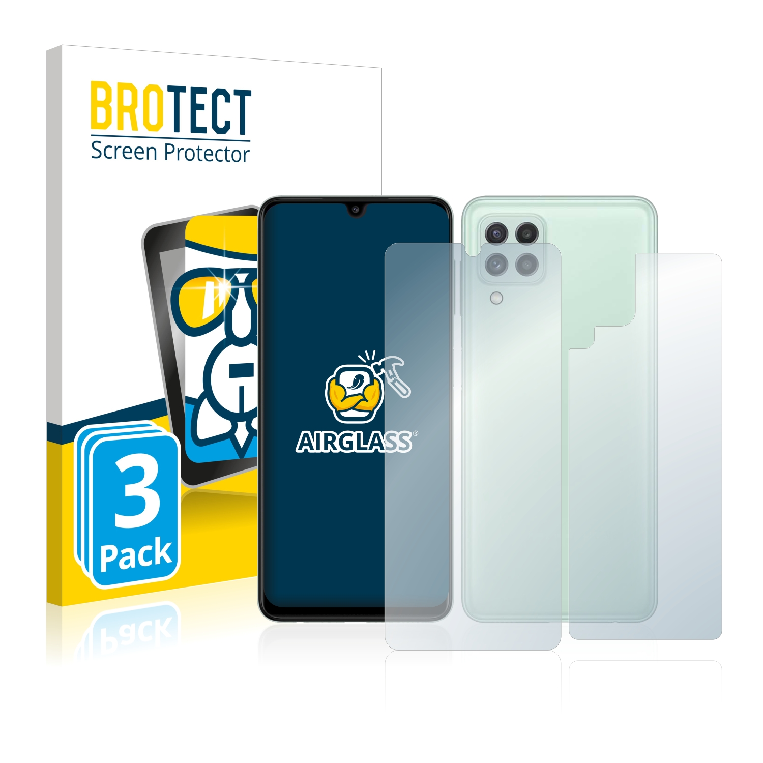 Samsung (Vorder 3x A22 BROTECT 4G Schutzfolie(für Airglass Galaxy klare + Rückseite))